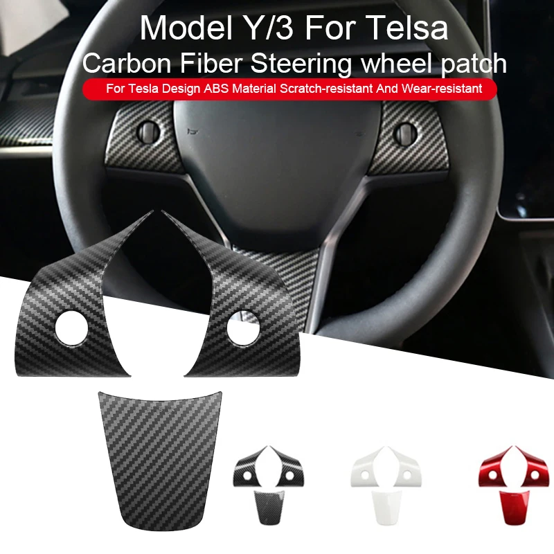 Embellecedor mate de fibra de carbono para volante Tesla Model 3 Model Y ABS 2022/2023, decoración interior de coche, barra interior