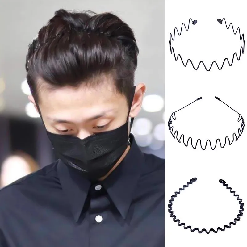 6pcs Fashion Metal Hair Band for Men Women Unisex Black Wavy Hair Head Hoop Band Sports Headband Hairband Hair Accessories Gift - Image 2