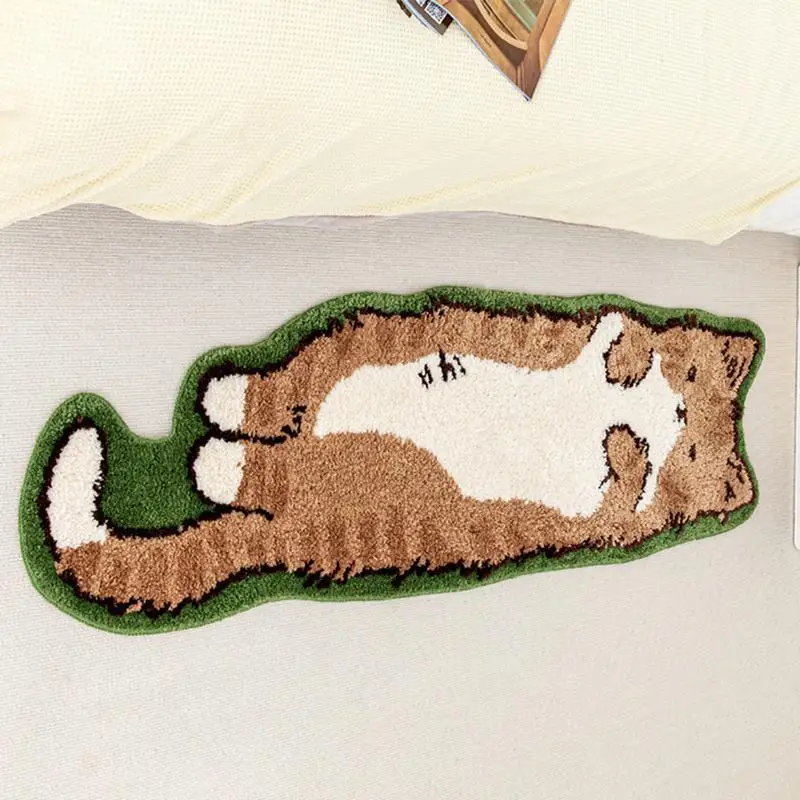 Kawaii Cat Rug Carpet Fluffy Shaggy Rugs for Bedroom Living Room Floor Mat Irregular Bedside Carpet Doormat Girls Room Decor