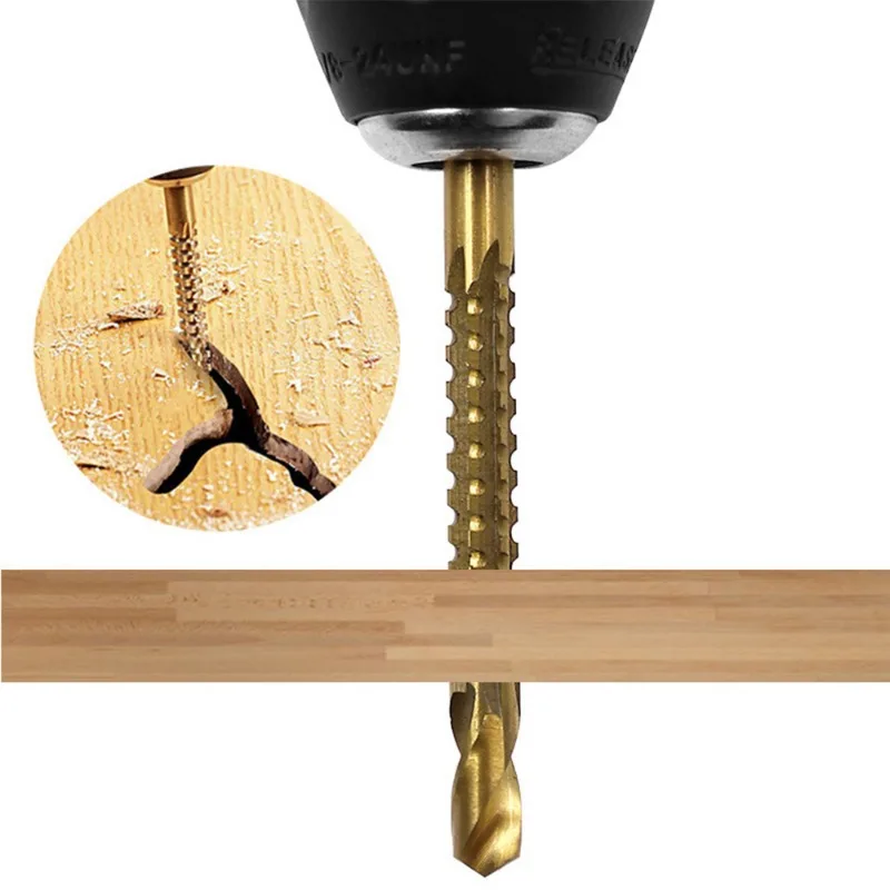 Center Punch Step Drill Bit Saw Set para Carpintaria, Metal Core Hole Opener, Haste Triangular, 7Pcs