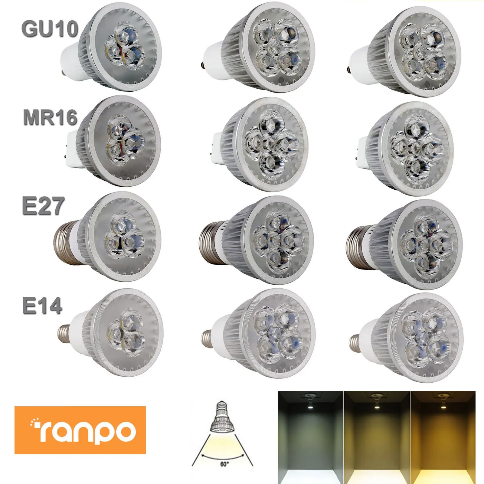 

10pcs 9W 12W 15W GU10 MR16 E27 E14 LED Bulb LED Lampada Led Spotlight Warm / Netural / Cold White LED lamp 110V 220V For Home