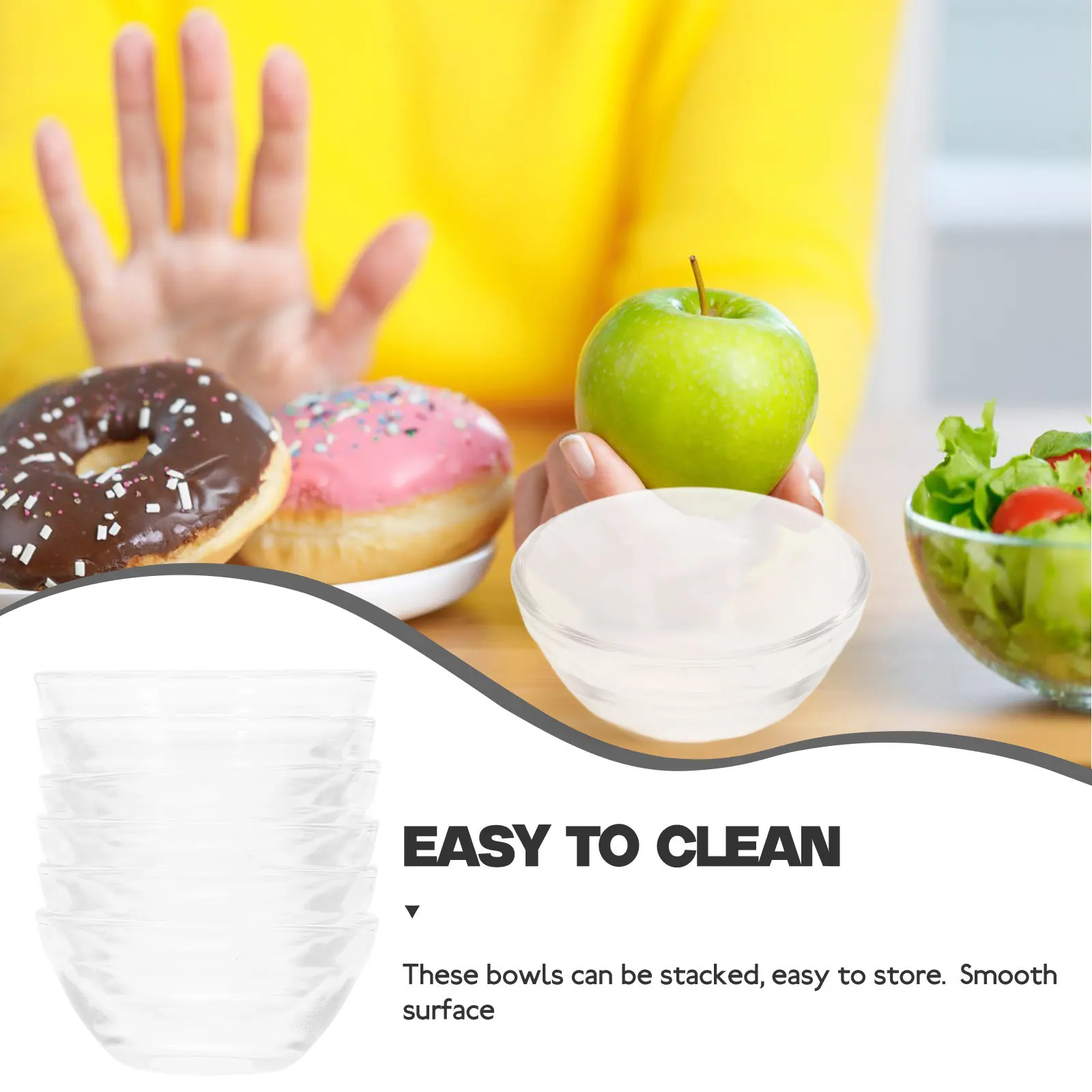 6Pcs Clear Glass Pudding Bowls Thickened Stackable Heat Resistant Fridge Microwave Safe Dessert Jelly Rice Noodle Food