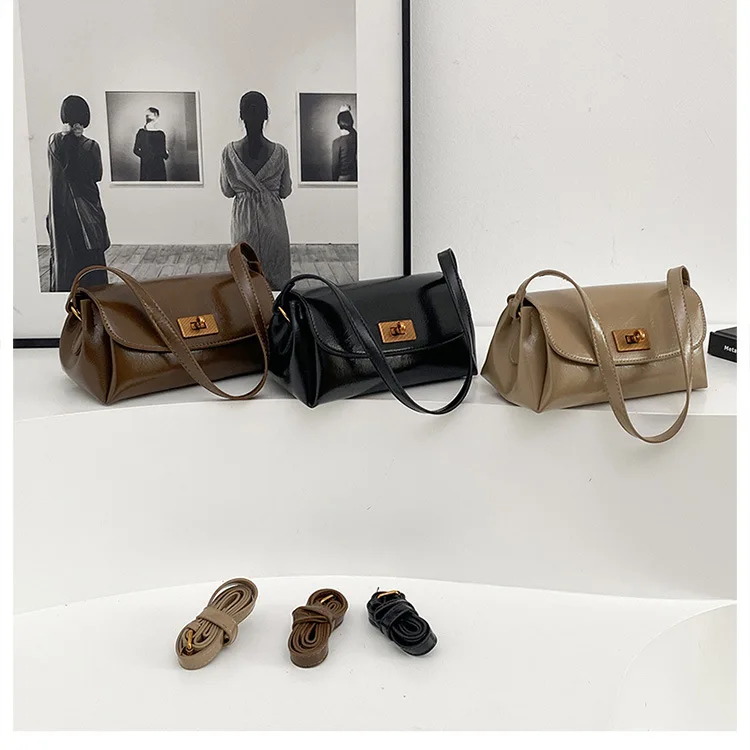 

Новинка 2023 года, женская сумка через плечо с клапаном и замком в стиле ретро, маленькая квадратная сумка через плечо с несколькими карманами, минималистичная искусственная кожа