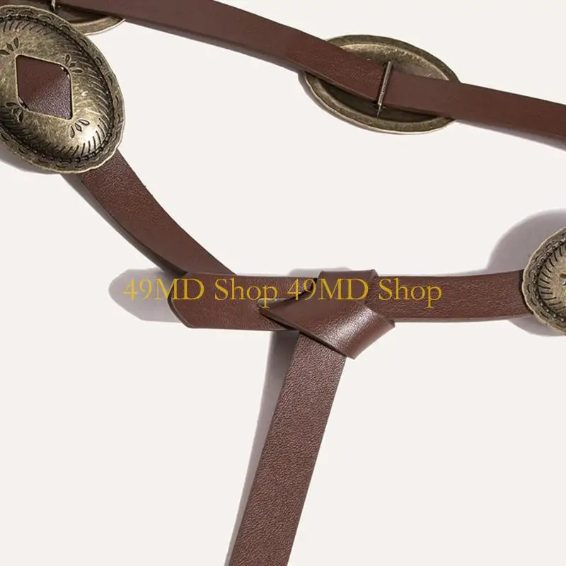 49MD Винтажные западные ремни ковбойские ремни кончо поясной ремень кончо металлический ремень кожаный ремень кожаная ремень