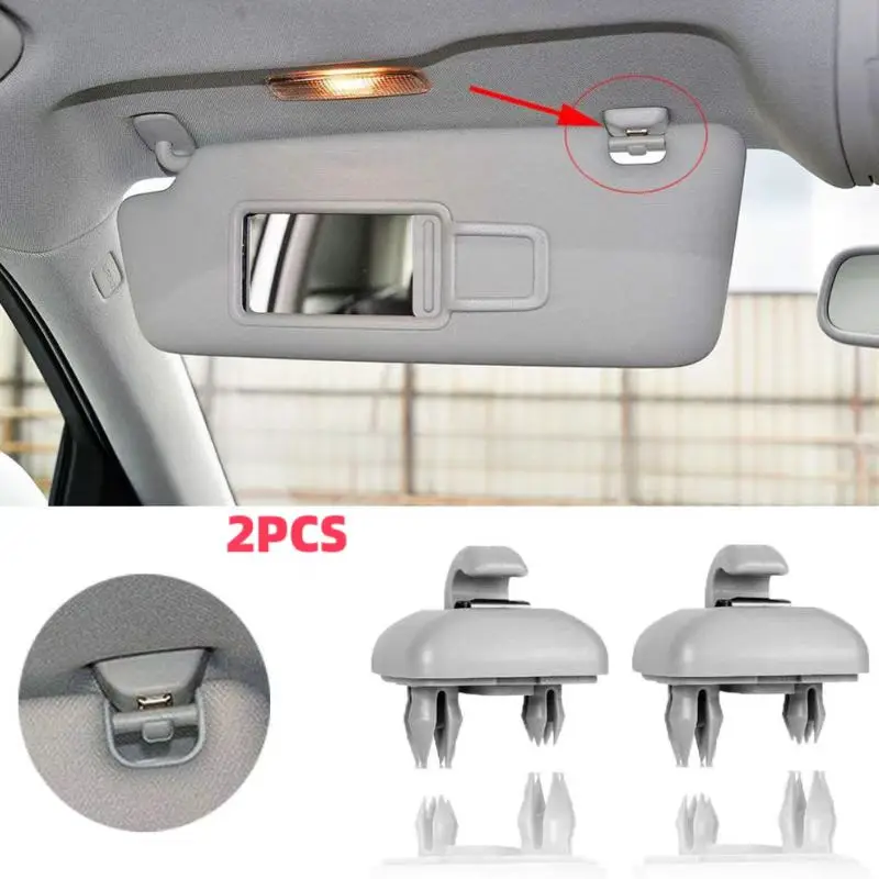 2Pcs Car Sun Visor Clip Gray Interior Hanger Hook Clip Bracket for Audi A1 A3 S3 A4 S4 Allroad A5 S5 Q3 Q5 8U0857562A Grey