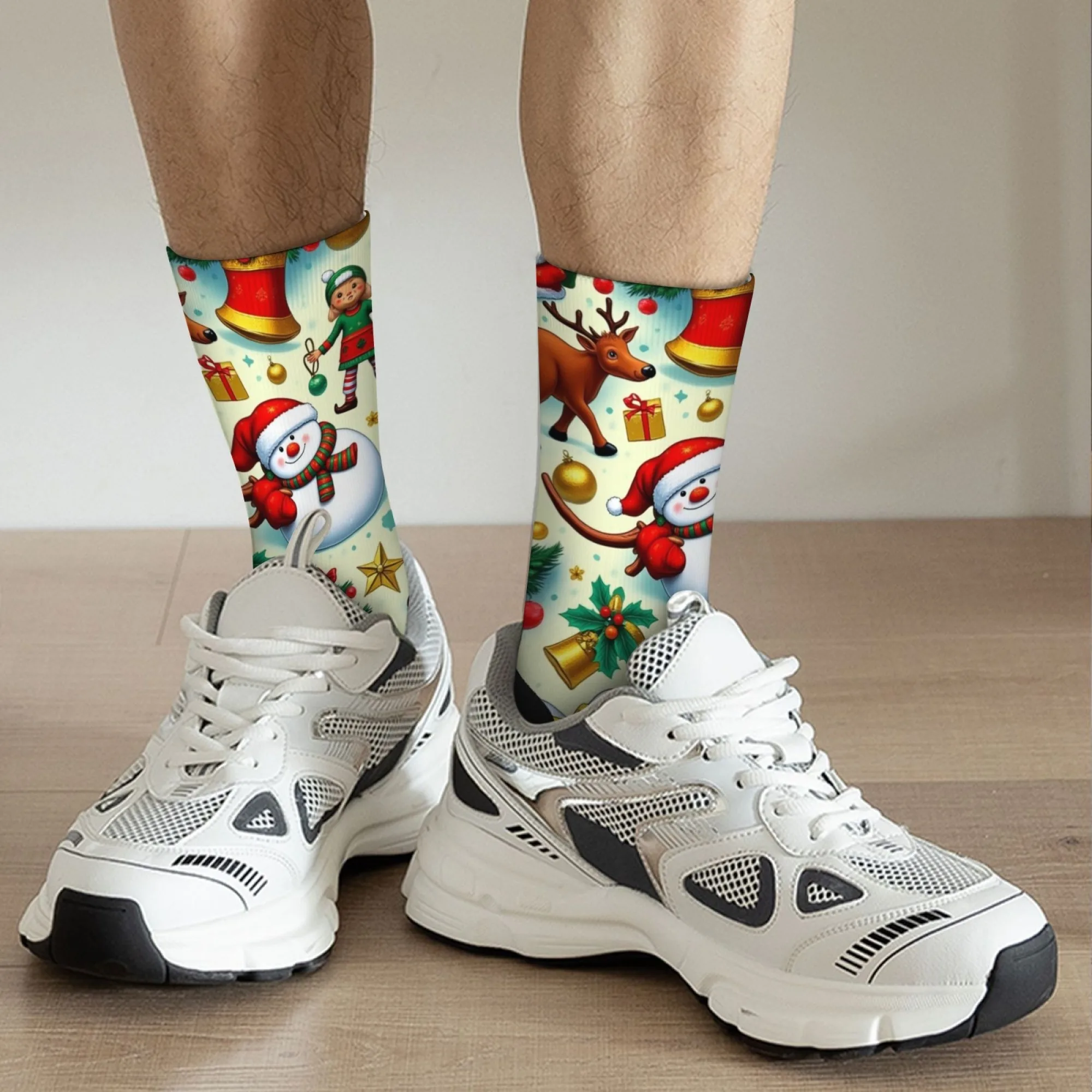Kaus Kaki Natal Kartun dengan Semua Karakter, Kaus Kaki Pesta Liburan yang Menyenangkan untuk Pria Wanita, Set Hadiah Natal Lembut Berwarna-warni