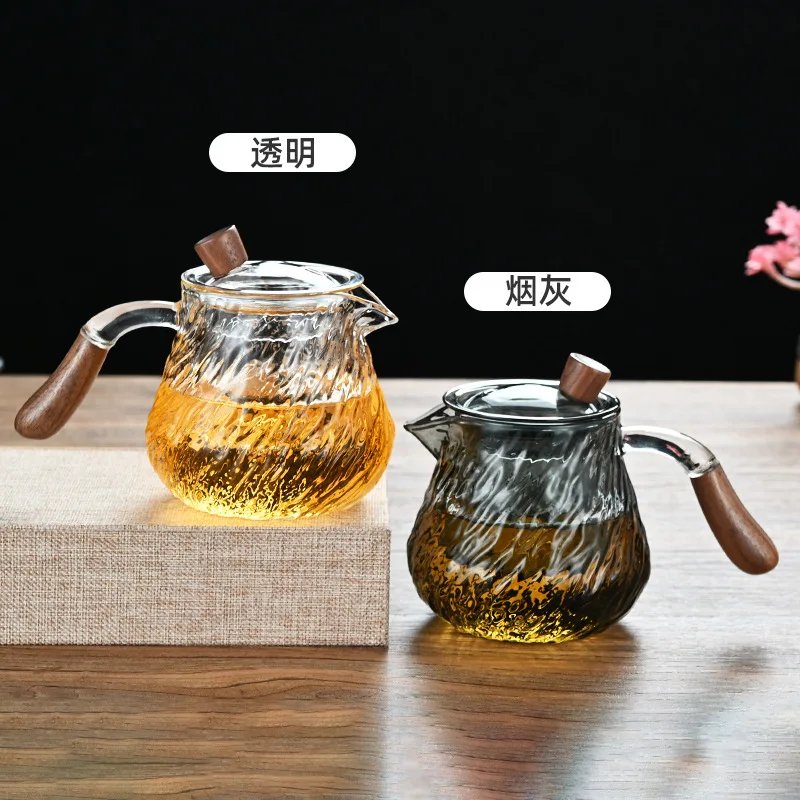 High borosilicate glass teapot, household side handle, high-temperature hammer tea sea tea ware, soaking teapot.