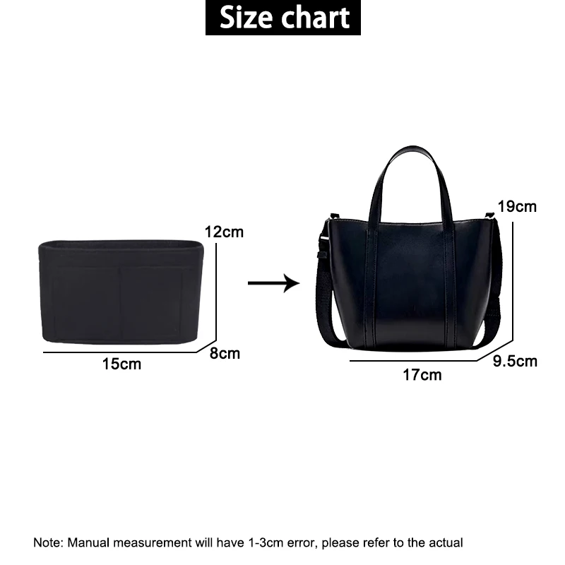 EverToner Felt Liner Wallet Organizer For M B Vegetable Basket Bag Inner Pocket Multi Pocket Makeup Insert Storage Accessories