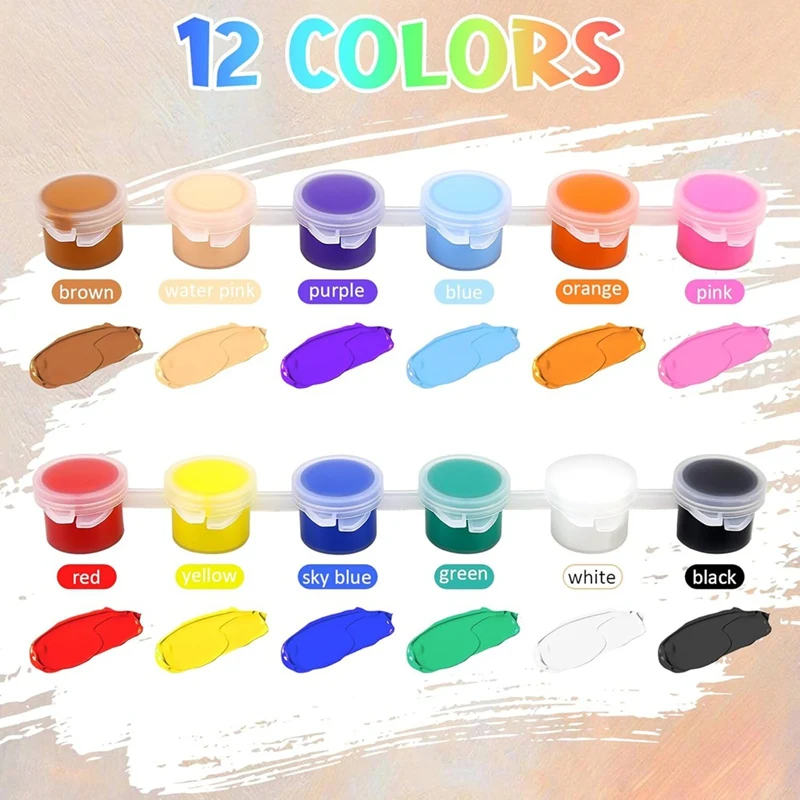 10Pack Acrylic Paint Set,For Kids Adults Art & Craft Painting, For Home Classroom Birthday DIY With Palettes And Brushes