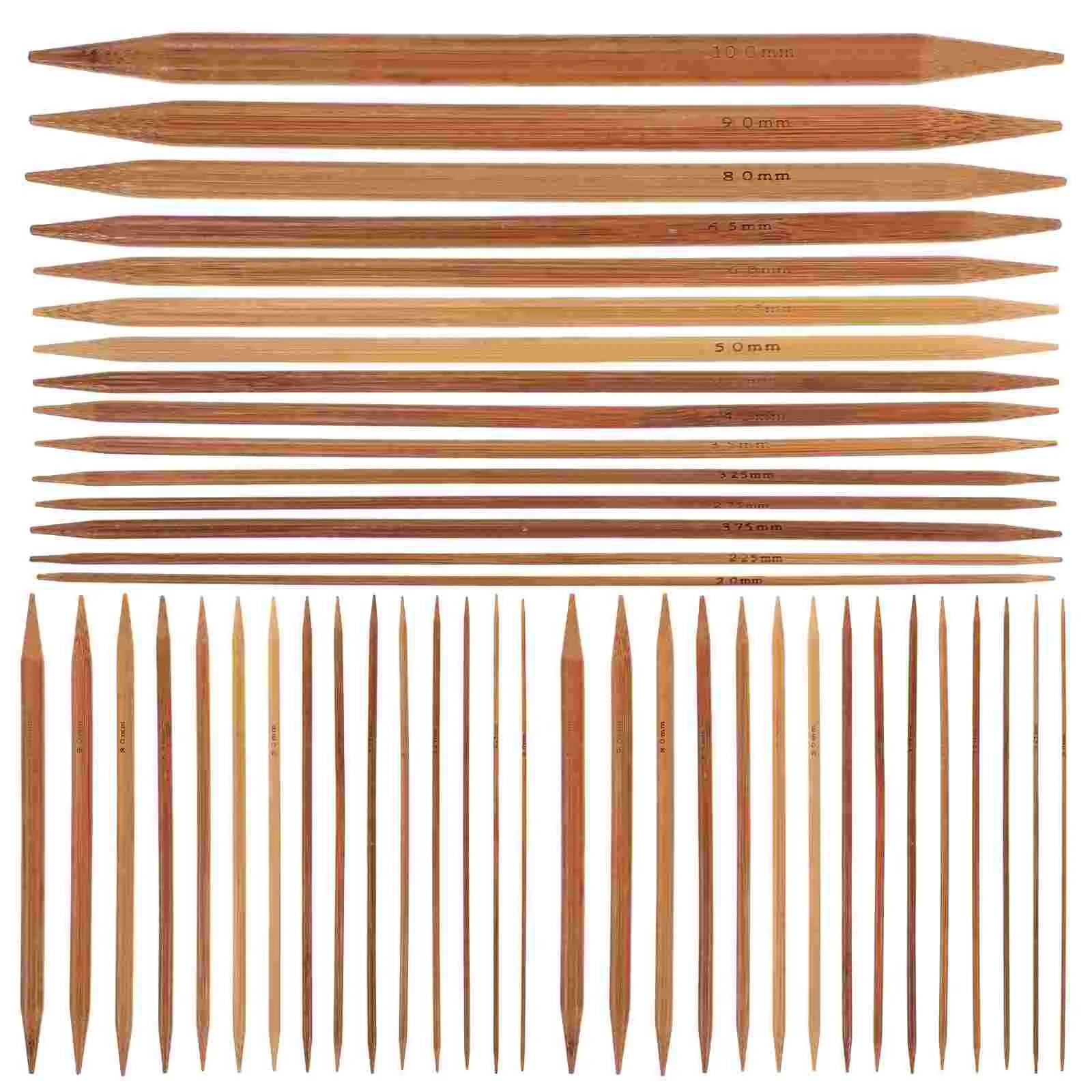 75 Pcs Handmade Long Sweater Needle Kit Bamboo Knitting Needles Dual-end Straight Accessories for Sewing Crochet