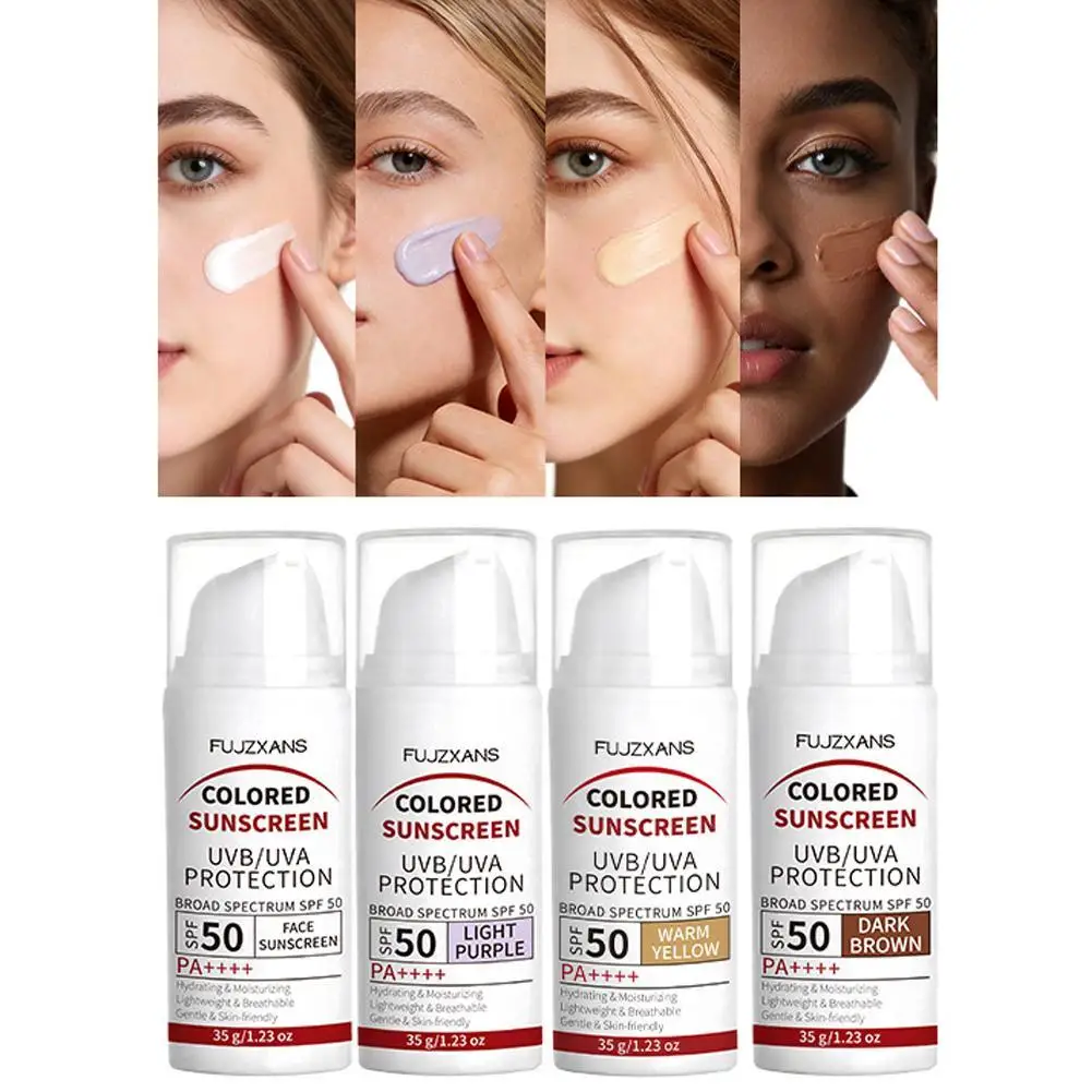 Crème solaire teintée SPF 50 PA++++, oxyde de zinc, protection UVB/UVA à large spectre, hydratante, imperméable, crème solaire pour le visage, non