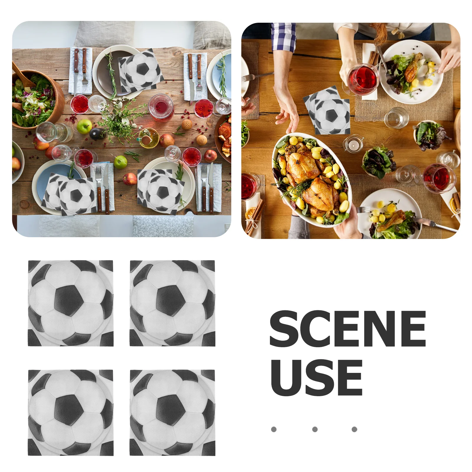 Guardanapos impressos de futebol, 20 peças, design vibratório de bola de futebol, alta absorção, uso de festa, papel grosso descartável para esportes temáticos