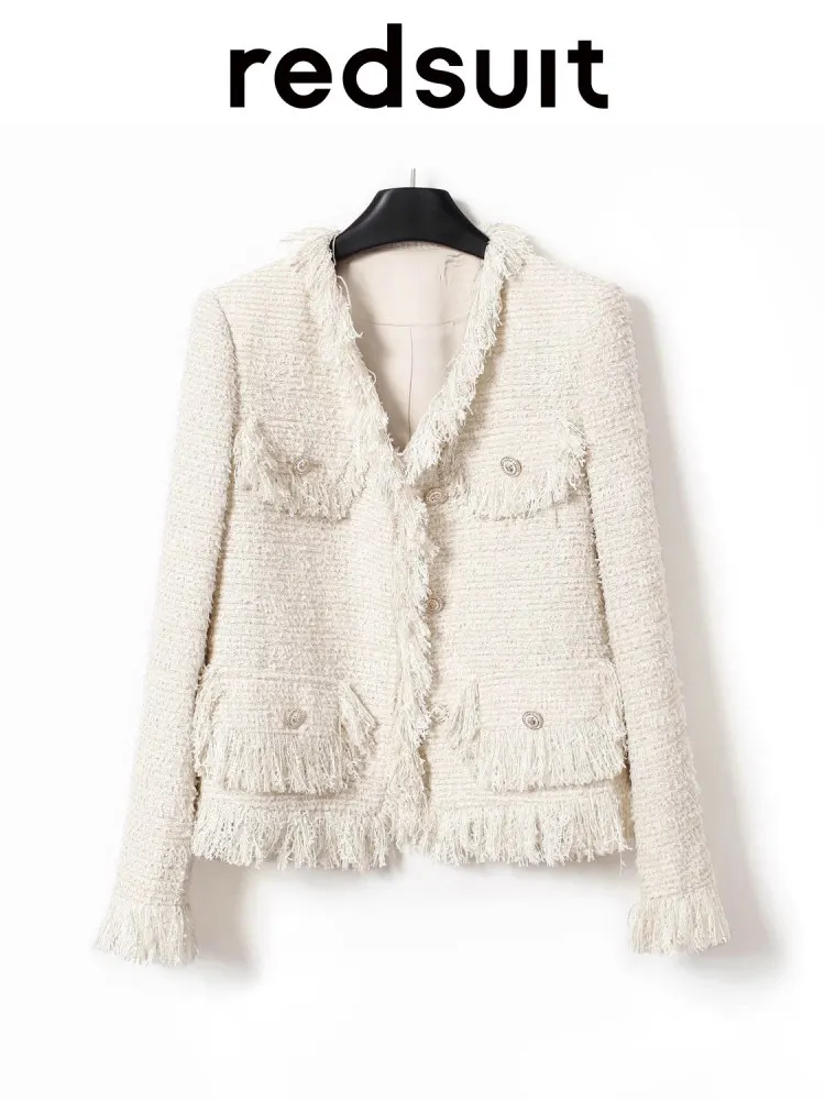 New Exquisite tassel outfit with V-neck jacket and elegant top Can customize size