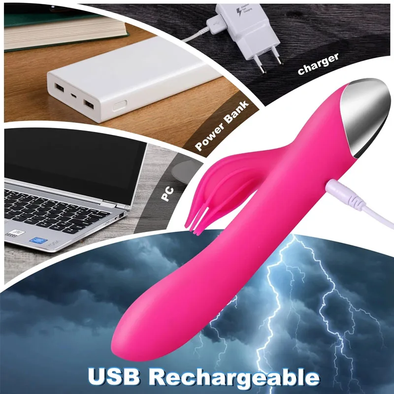 USB Rechargeable 10 Speed Powerful Dildo Rabbit Vibrator for Women Clitoris stimulation Massage Vibrator G-spot Adult sex toys