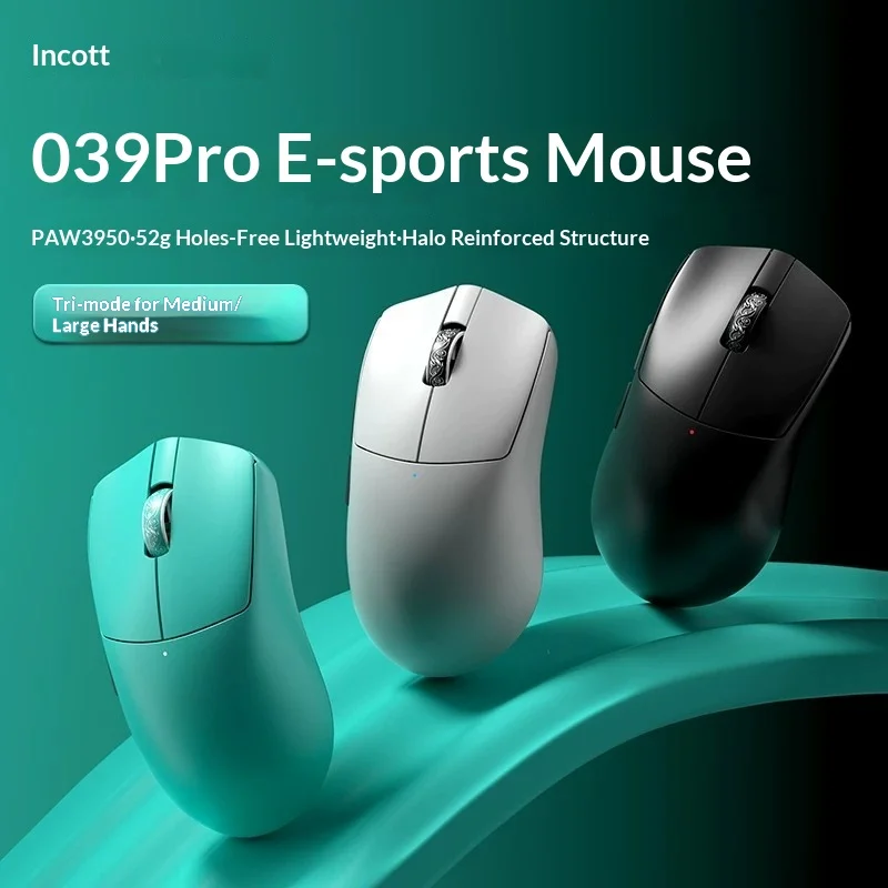 Ironcat 039Pro Tri-Mode Wireless Gaming Mouse PAW3950 Sensor Support 8K Polling Rate Ergonomic Esports Mouse For Valorant Game