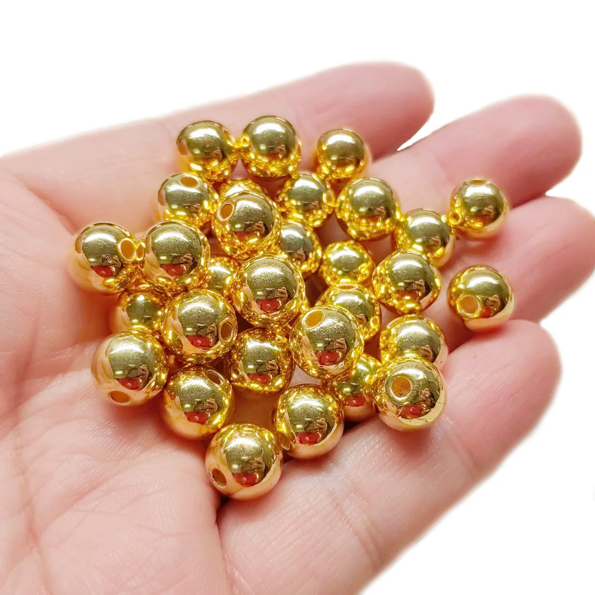 

Round Plated Gold Color Acrylic Plastic 4mm 5mm 6mm 8mm 10mm 12mm Loose Beads Wholesale Lot For Jewelry Making DIY Findings