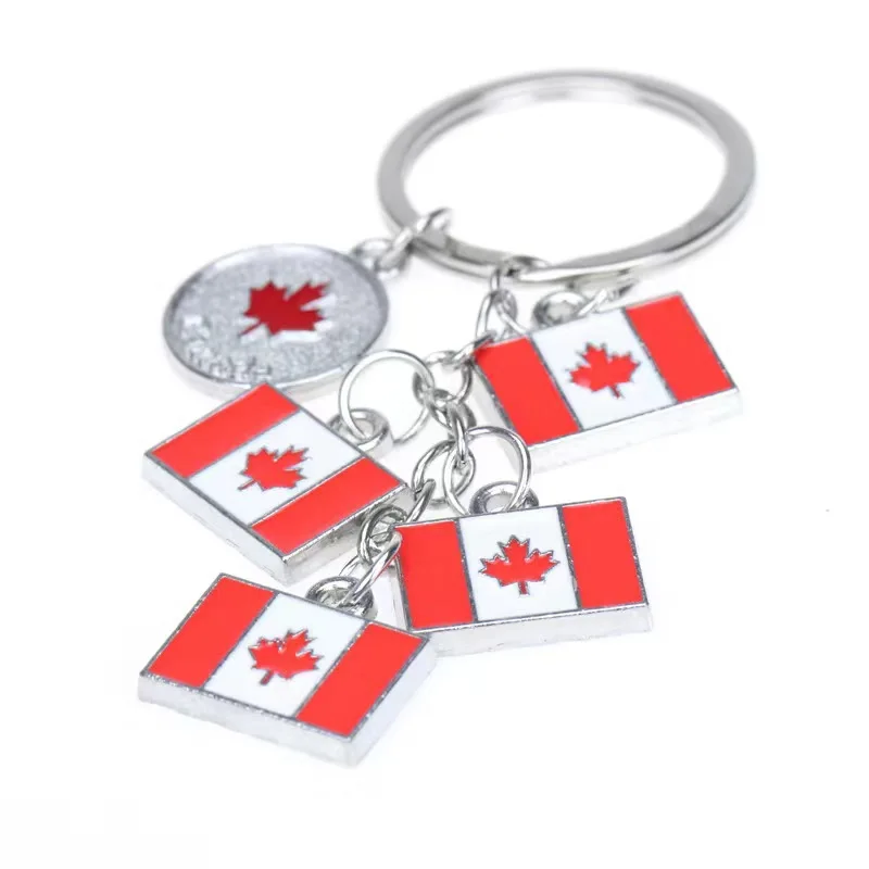 

2 Pcs Maple Leaf Wallet Charms Keychain Canada Day Decoration Flag Decorative Keychains