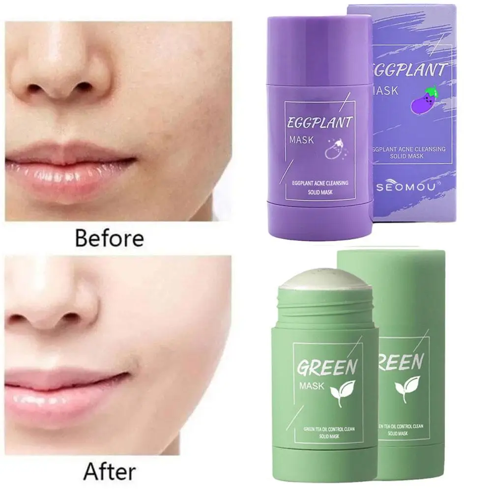 40G Moisturizing Green Tea Solid Mask Face Skin Care Purifying Clay Stick Oil Control Improves Skin Deep Cleaning Hydrating Mask