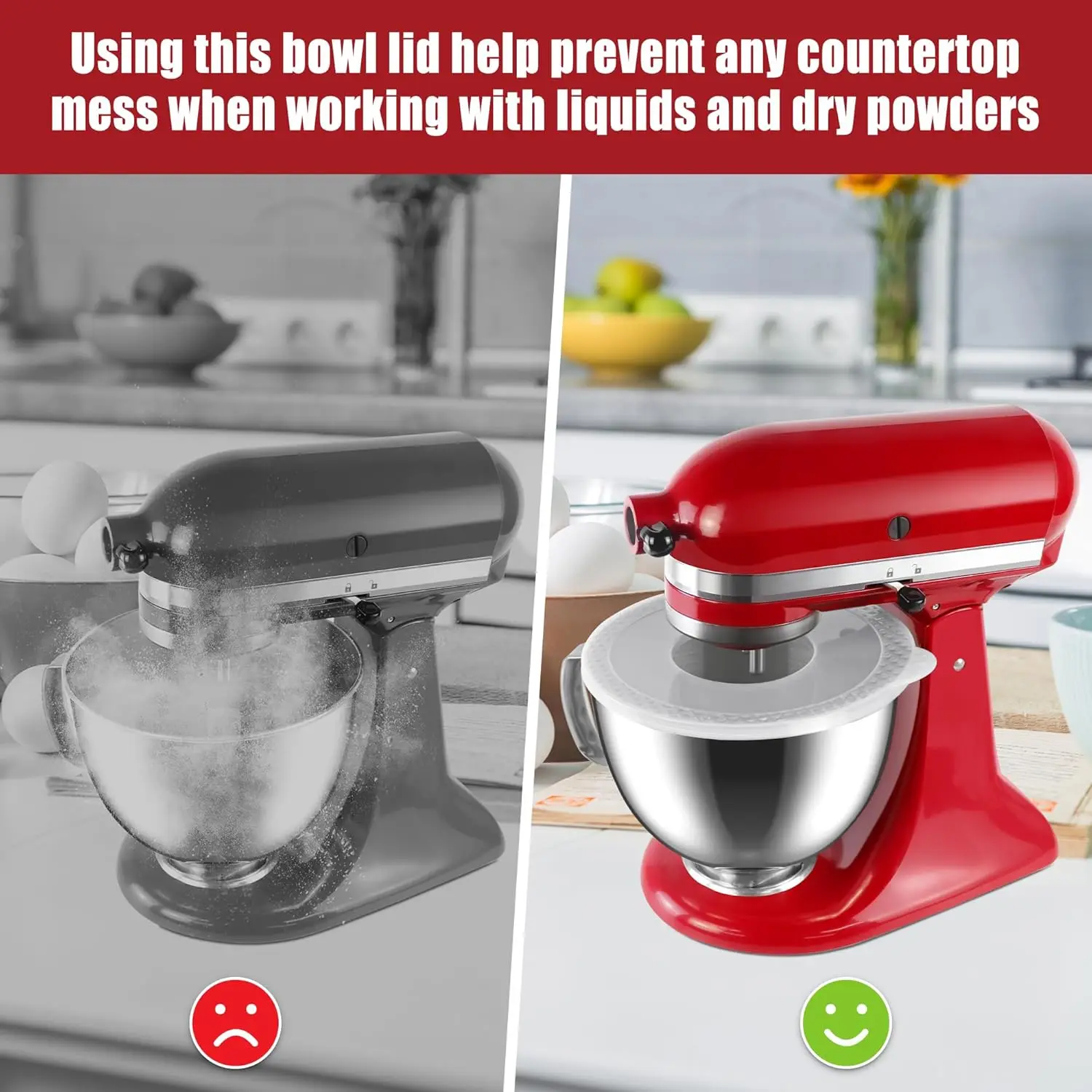 Mixer Bowl Cover for KitchenAid Tilt-Head Stand Mixers Stainless Steel Bowls