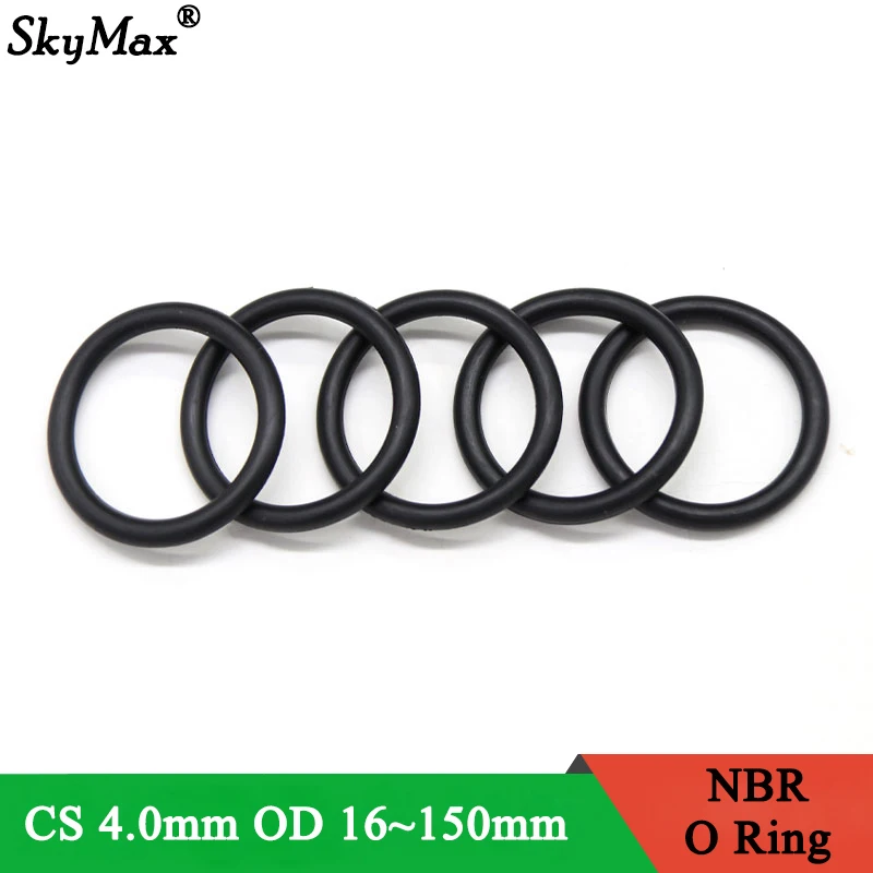 

10/50Pcs NBR O Ring Gasket OD 16~150mm Thickness CS 4mm Black Nitrile Rubber Round O Type Corrosion Oil Resist Sealing Washer