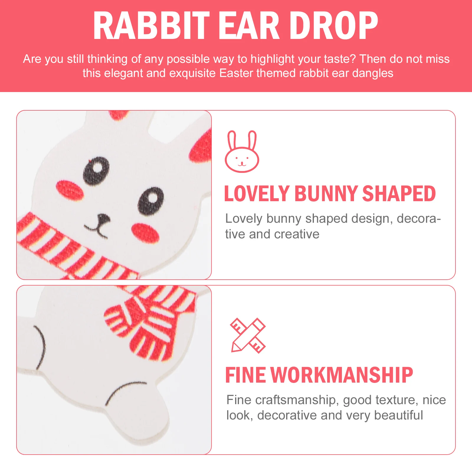 

Easter Rabbit Ear Dangles Durable Bunny Shaped Earrings Festive Fashion Accessories Decorative Jewelry Gift For Women
