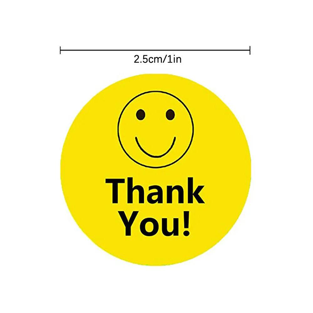 Smile Thank You Stickers,Yellow Smiley Face Thank You Stickers ,Happy Face Mailing Labels 500pcs Round Circle Adhesive Stickers