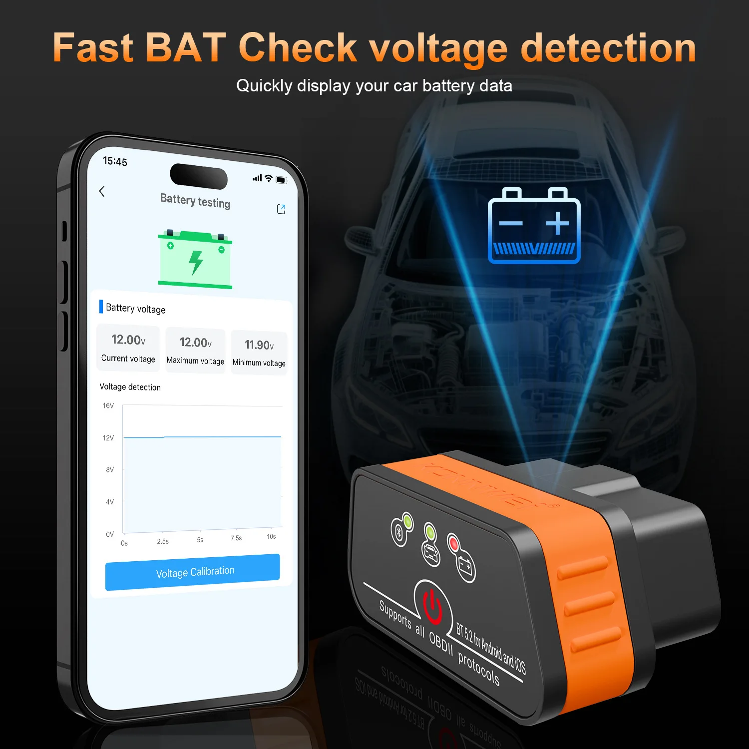 

Сканер KONNWEI KW901 Bluetooth 5.0 OBD2 ELM327 V1.5 для чтения кодов неисправностей для Android и IOS, 12V, автомобильный диагностический инструмент, лучше, чем VgateiCar2