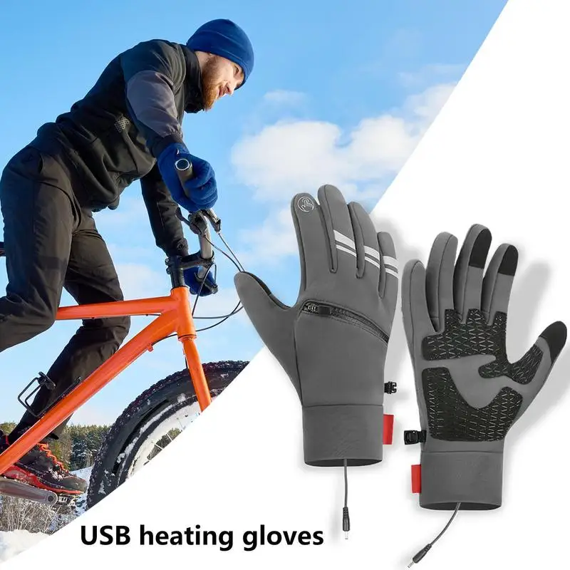 Heated Gloves Winter Hand Warmer USB Gloves Cold Weather Touchscreen Gloves Waterproof Heated Snowboard Gloves For Outdoor