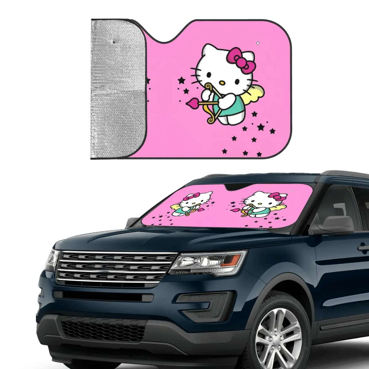 Hello Kitty Sagittarius Sunshade Windscreen Polyester Car Front Window Visor 70x130cm Sun Visor Solar Protect