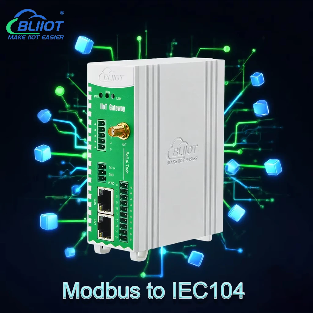 BLIIOT Modbus to IEC104 Power Grids Protocol Gateway WiFi RS232/485 Serial Ports Industrial Remote Communication Gateway