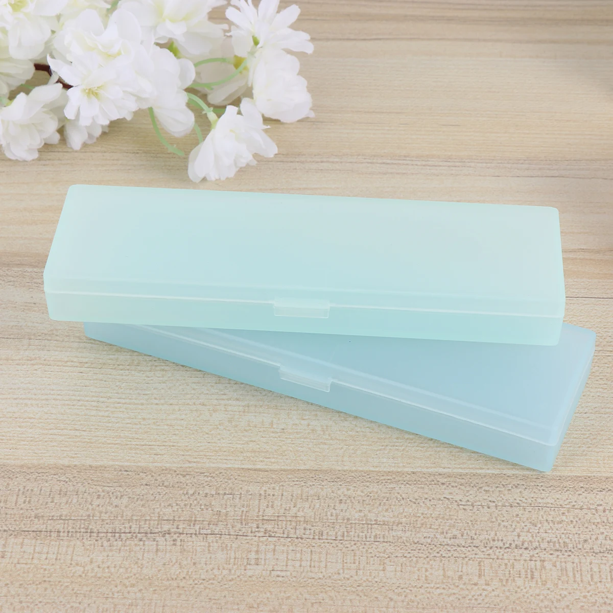 4pcs Stationery Box Translucent Frosted Pencil Case Students Pencil Box Pencil Storage Case (Small Size White Green)