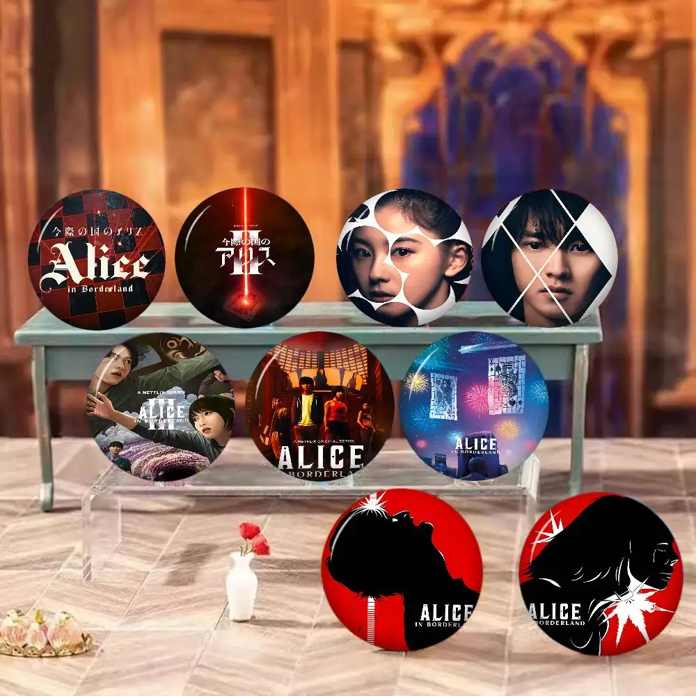 Japan TV Alice in Borderland Round Button Pins Slogan Creative Brooches Backpack Clothes Decoration Fashion Jewelry Gifts