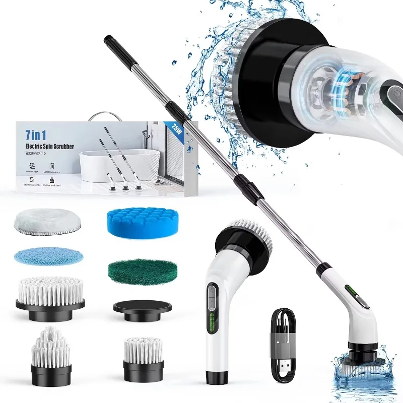 

Multifunctional Rotary Scrubber Set Electric Cleaning Brush Car Kitchen Floor Window Bathroom Gap Cleaning