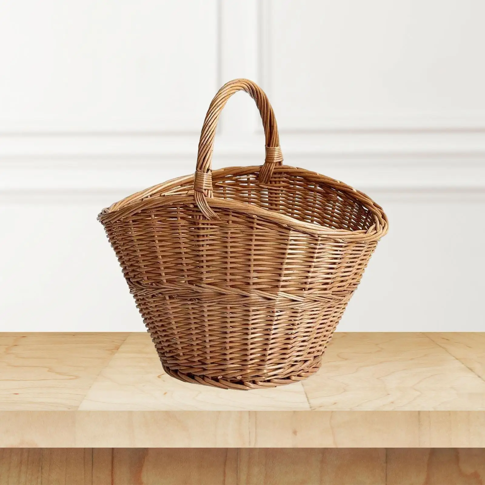 Wicker Picnic Basket Flower Basket Organizer Shopping Basket Woven Basket Fruit Basket for Fruit Gathering Wedding