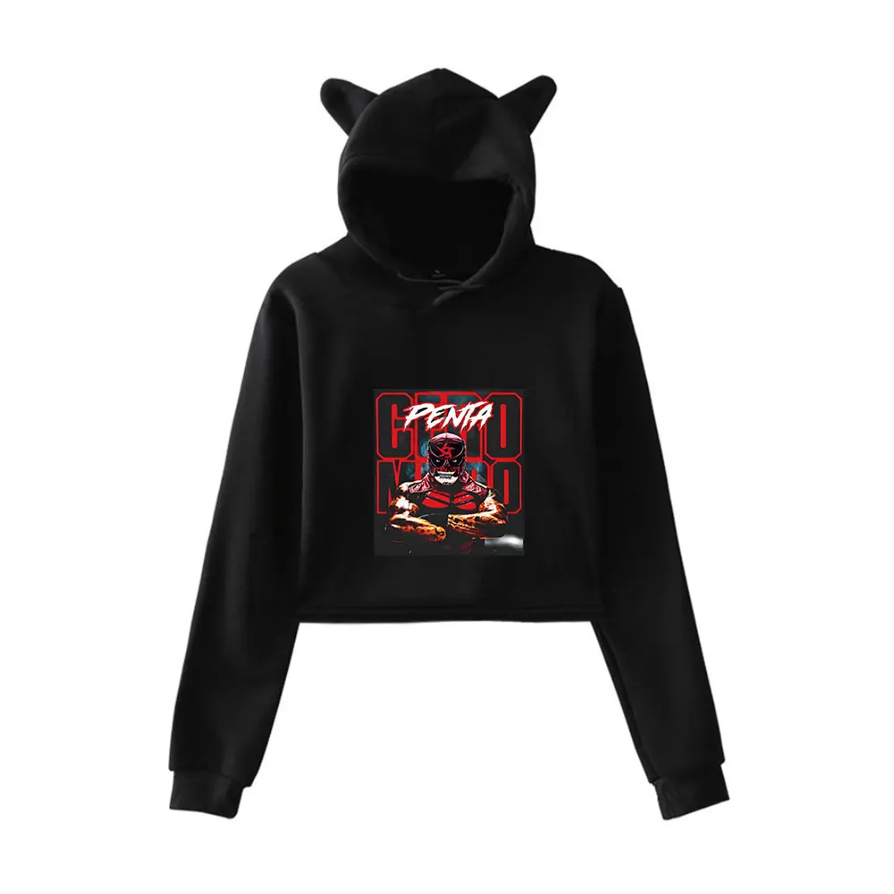 Penta El Zero Miedo Merch Vintage 90s ملابس الشارع الشهير شعار هوديي هوديس بلوزات للفتيات القط الأذن المحاصيل موضة الرياضة البلوز
