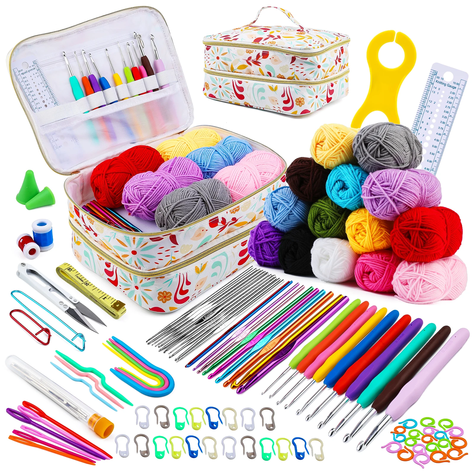 

Набор крючков для вязания KRABALL с иглами для пряжи с большим ушком и маркерами для петель, аксессуары для начинающих