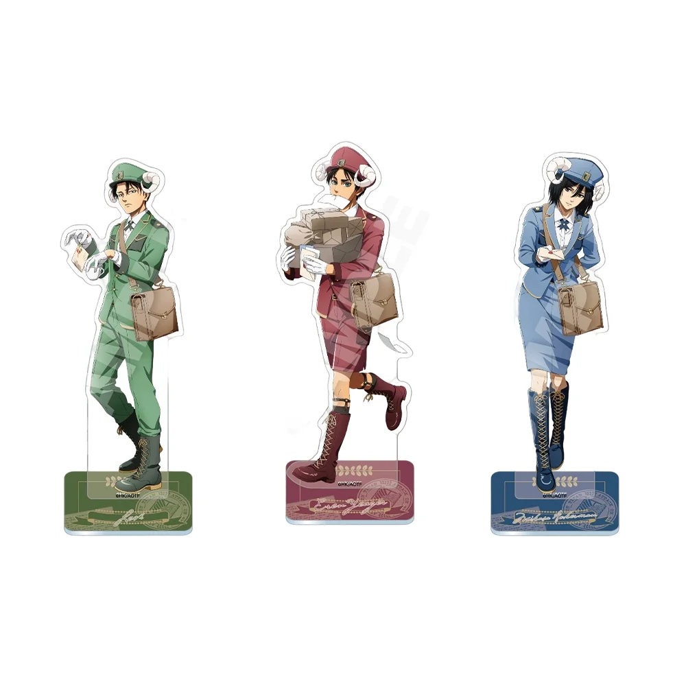 Llavero de acrílico de 15 cm de Ataque a los Titanes, figura de Eren Yeager, versión de la Edición de Postman Sheep Ear, merchandising de anime, decoración de escritorio de Levi, Mikasa y Armin.