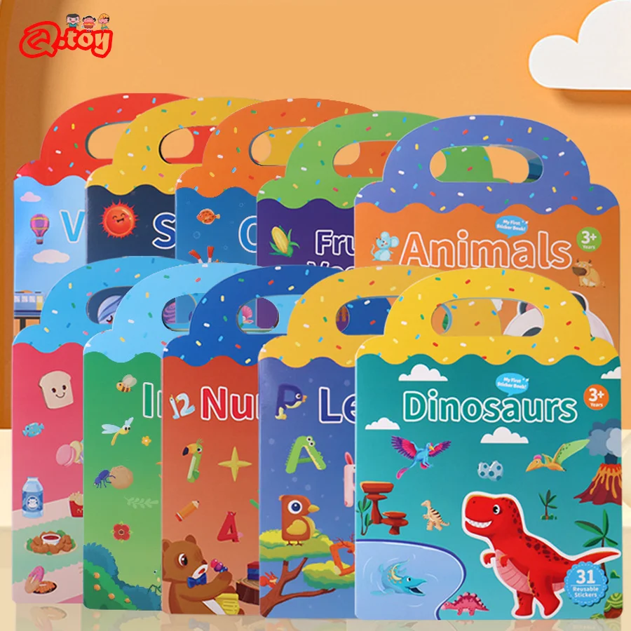 

Kid Quiet Busy Book Montessori Educational Toy Animal Dinosaur Children Cognition Jelly Sticker Toy for Baby Early Learning Gift