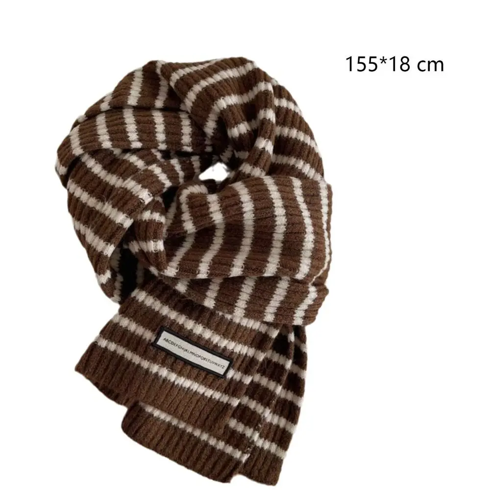 Vintage Warm Winter Scarf Soft Striped Woolen Long Scarves Thickened Knitted Shawl Wrap Women