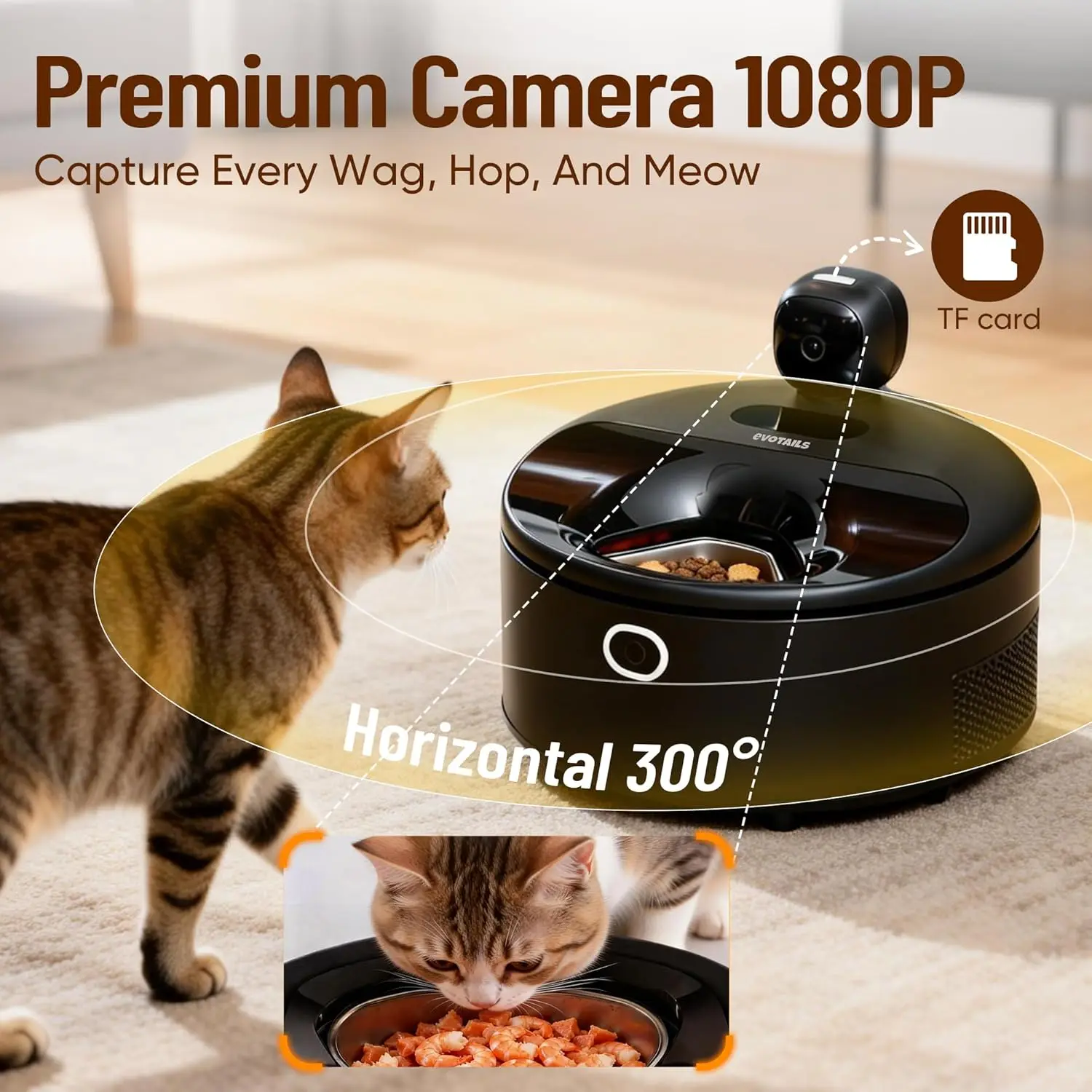 Wet food automatic cat feeder with camera, semiconductor cooling and heating with stainless steel bowl