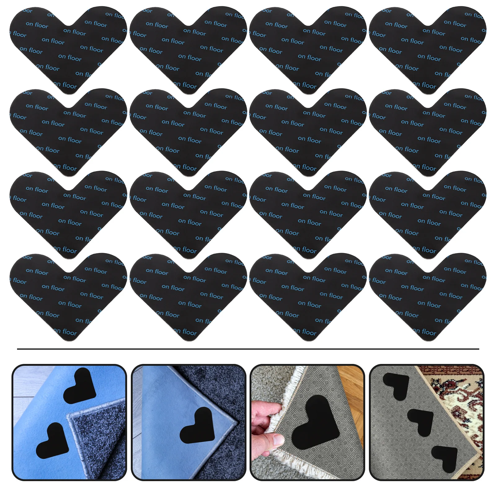 

16Pcs Anti-Slip Rug Tape Double Sided Carpet Adhesive Pads for Home Kitchen Bathroom Office Use Non-Slip Floor Rug Stickers