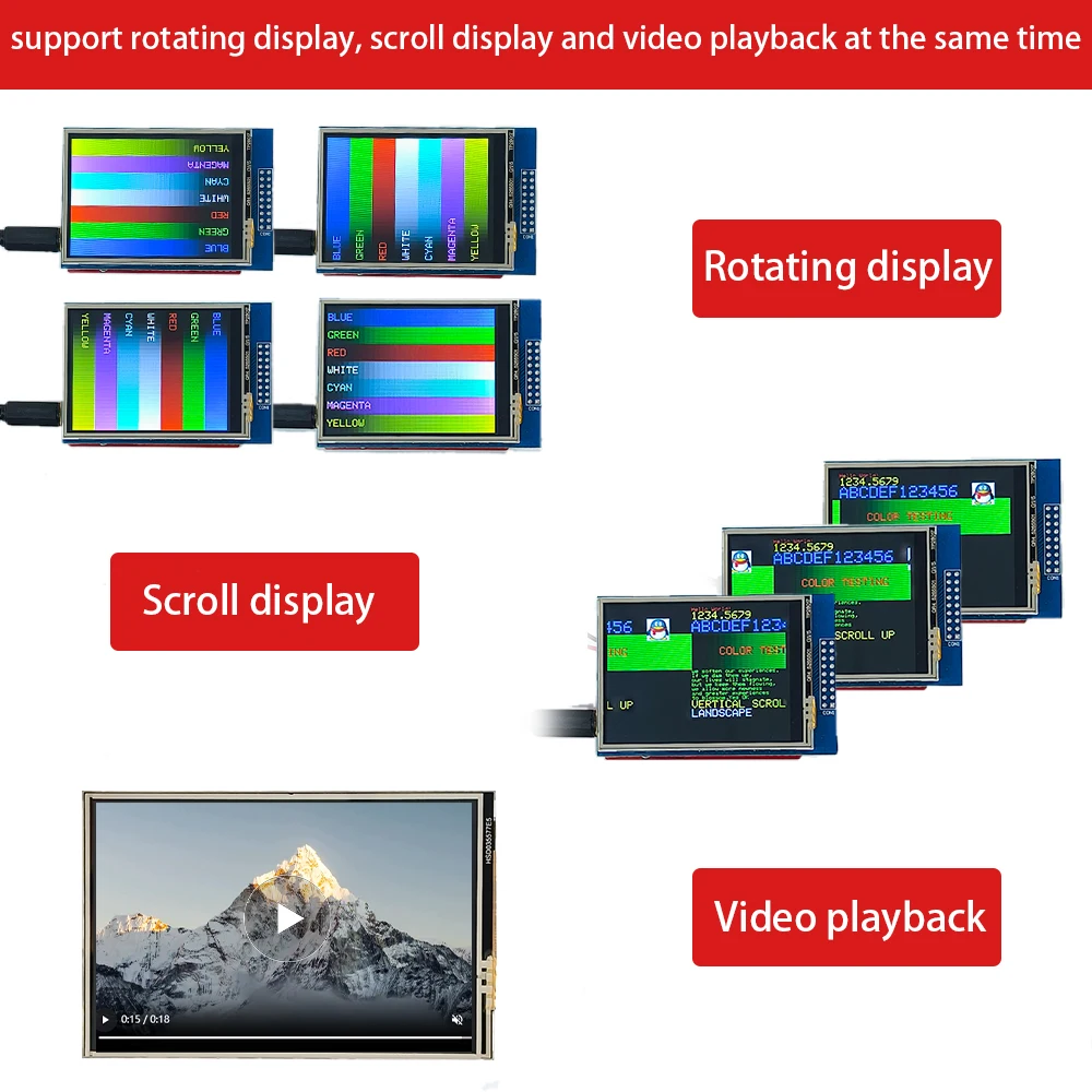 Keyestudio 1.44/1.8/2.0/2.8/3.5 SPI Interface Series TFT Display For Arduino UNO,Mega 2560,C51,STM32 With/Without Touch Function image 4