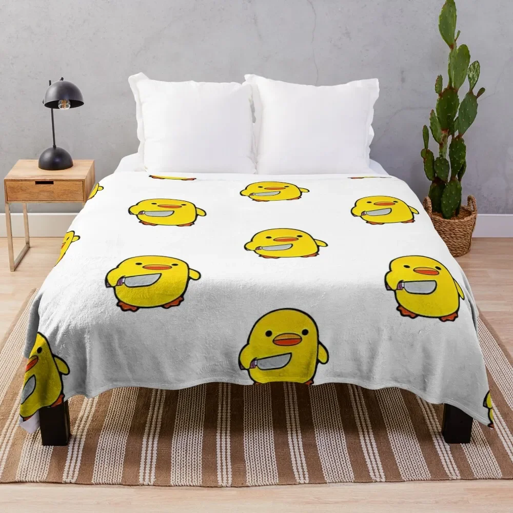 

Duck with a Knife, Angry Cute Duck, Duck cute drawing, cute chicken with a knife, duck with knife meme, duckie Throw Blanket