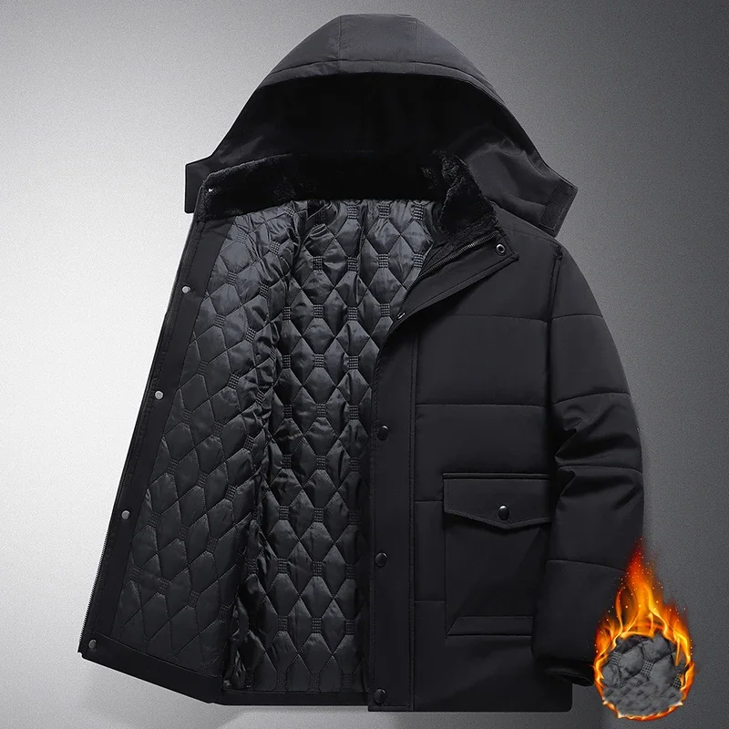 Plus Size 6XL 7XL 8XL Winter Jacket Men Outdoor Parkas Men Middle aged Fleece Coat Hooded Windbreaker Thick Warm Father Clothing