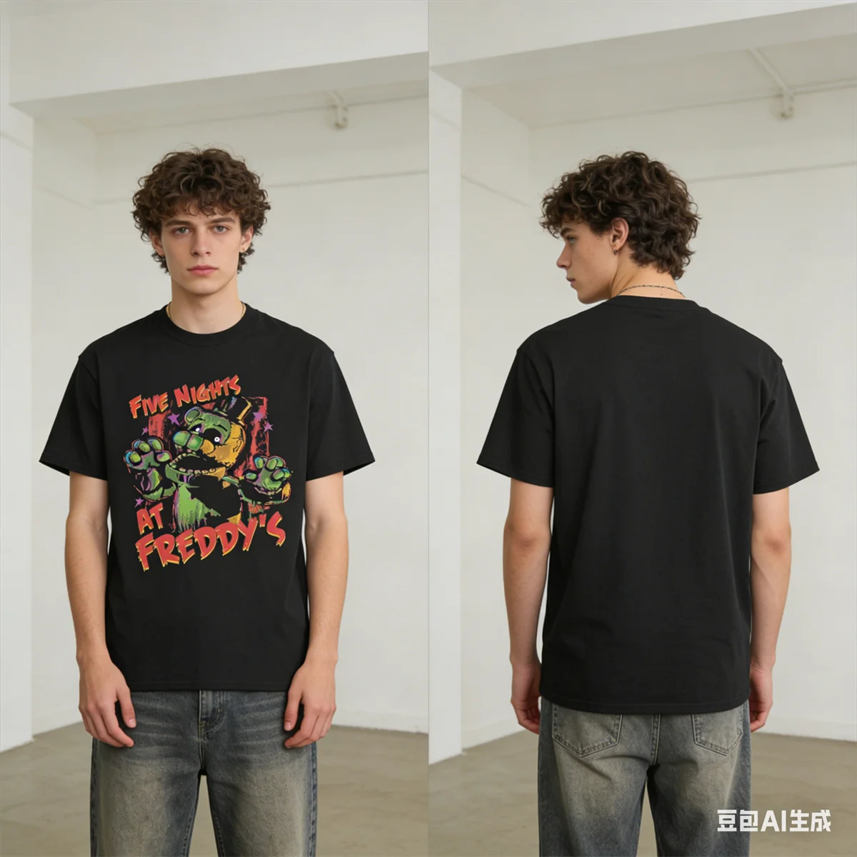 Camisetas Springtrap FNAF At Freddys para hombre, ropa de algodón, camiseta Vintage de manga corta con cuello redondo, camiseta de talla grande