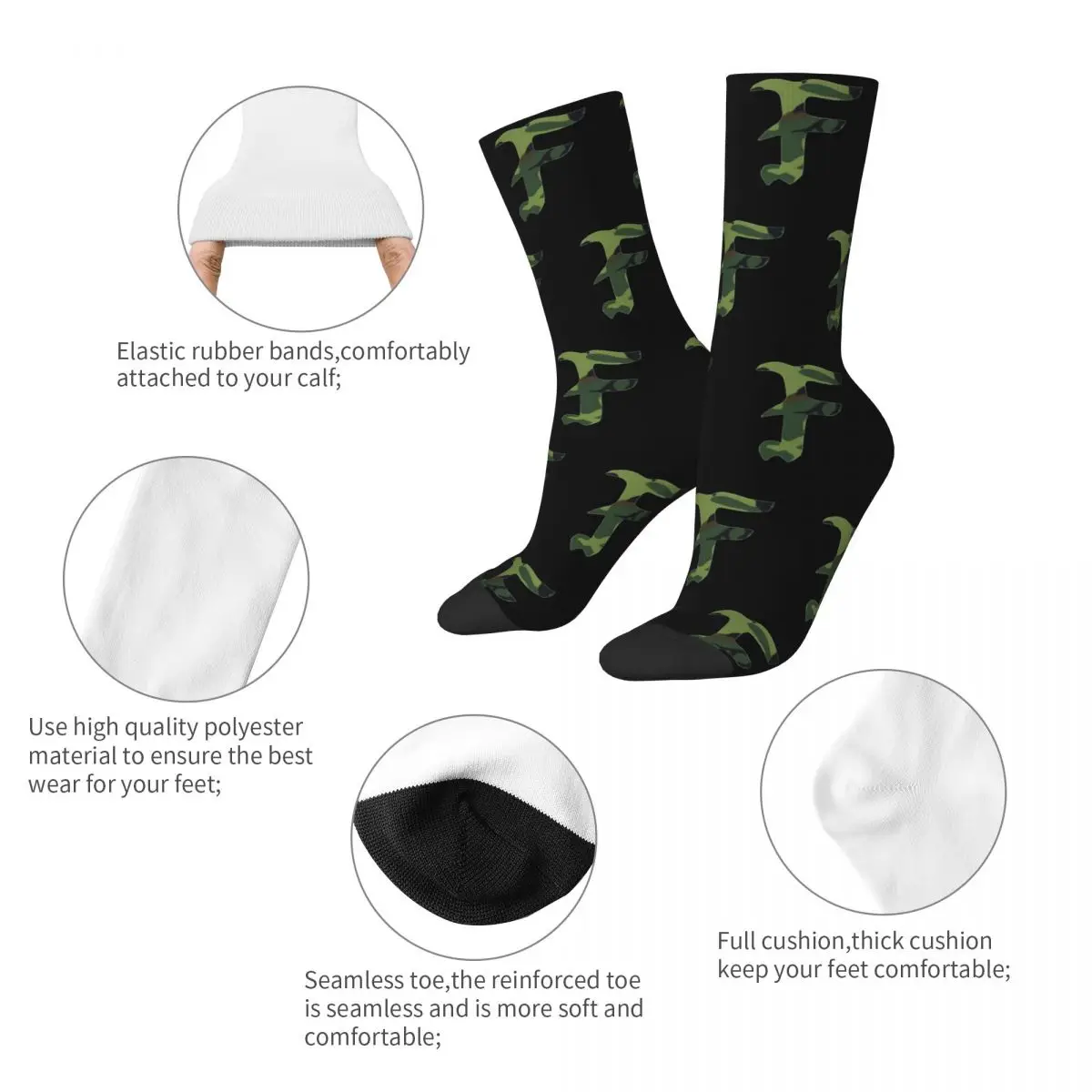 Funny FOG Forward Observation Group Football Socks Polyester Crew Socks for Unisex Non-slip