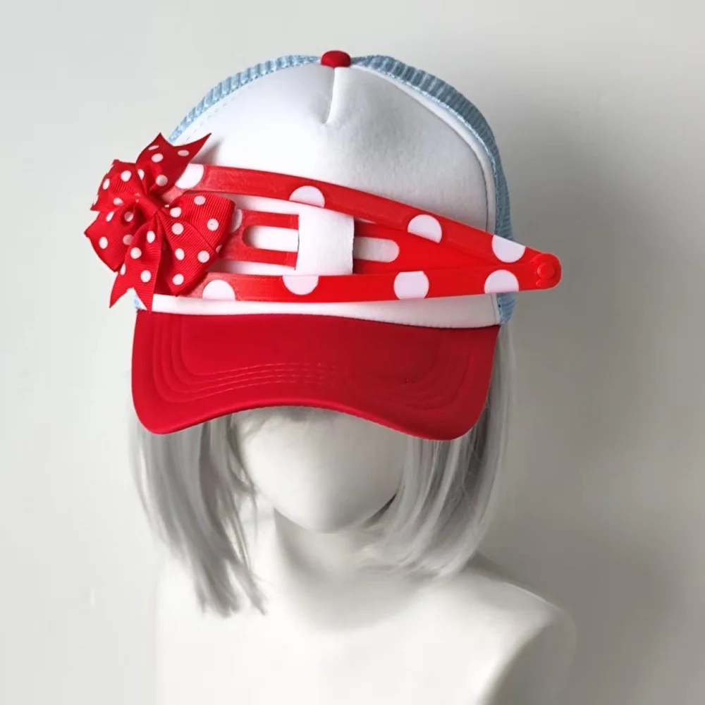 Large Button Hair Clip Original Design Spicy Girl Street Style Personality Polka Dot Bow Baseball Cap Niche Trend Decorative