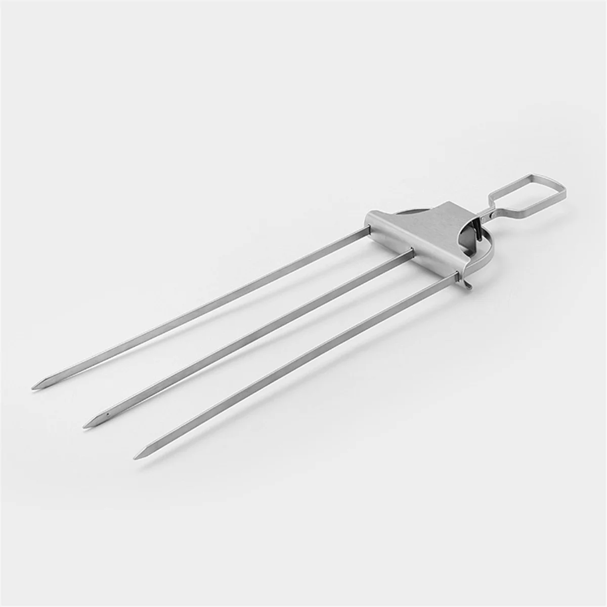 3 Way Skewers,Metal Skewers for Grilling, 3-Prong Barbecue Skewer,Metal Grill Skewer with Push Bar Slider