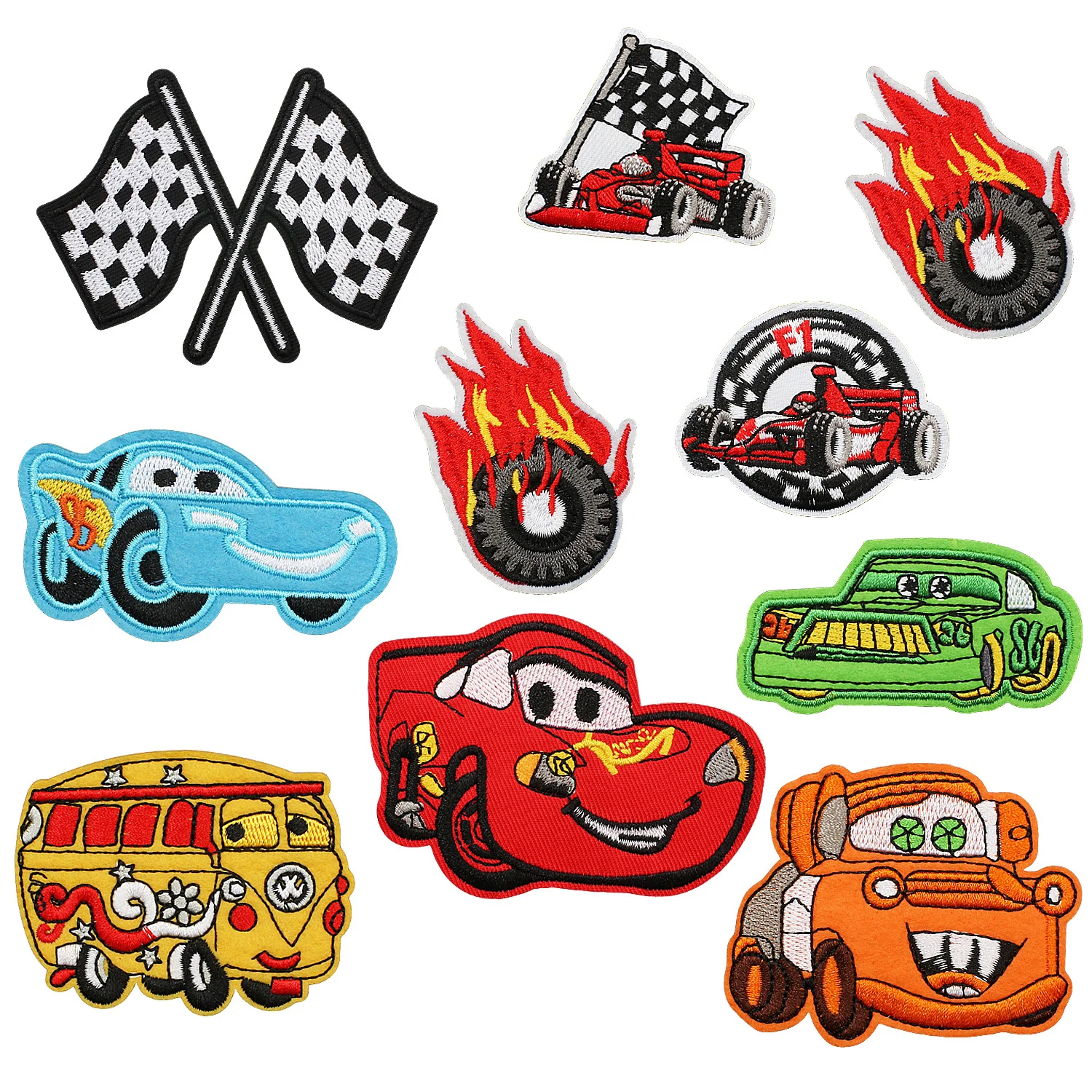 10PCS Racing Car Iron On Patches for Kids DIY Crafts, Cool Embroidered Vehicle Patches for Jackets Backpacks Hats Jeans, Fun Motorsport Style Clothing Decor Gift Set