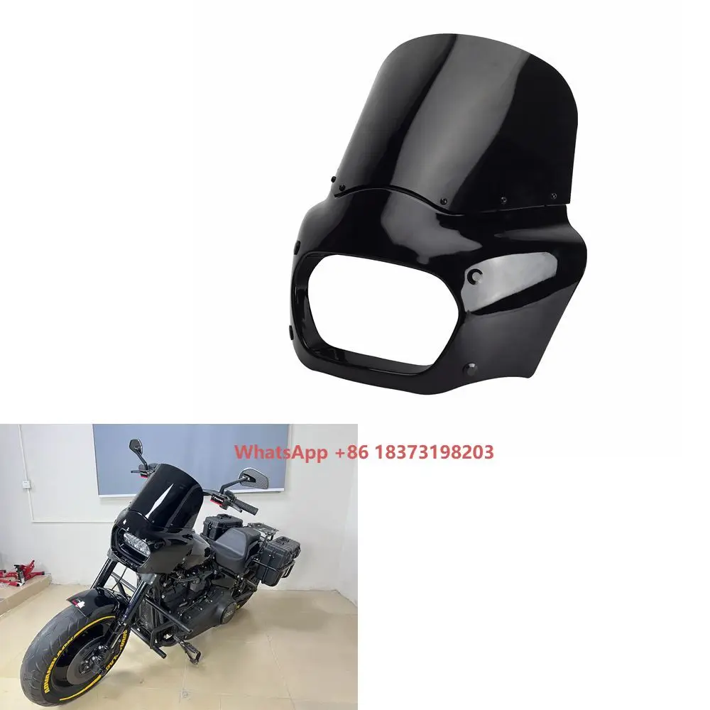 

Motorcycle Front Headlight Faring Club Style with 11 Inch Windshield Hardware Kit for Harley Softail Fat Bob 114 FXFBS 2018-2024